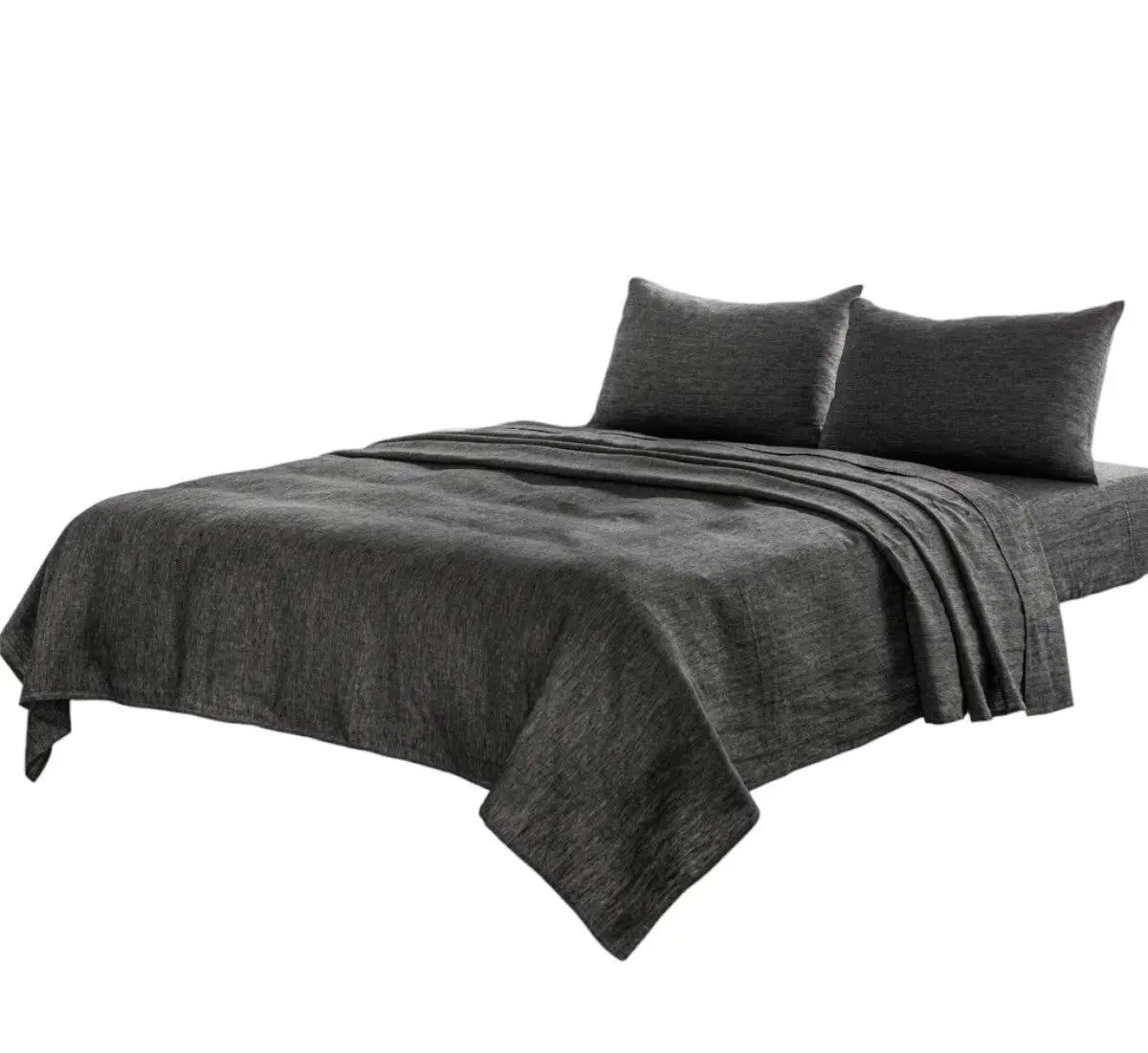 Four Piece Onyx Linen Sheet Set Homeroots Bed & Bath