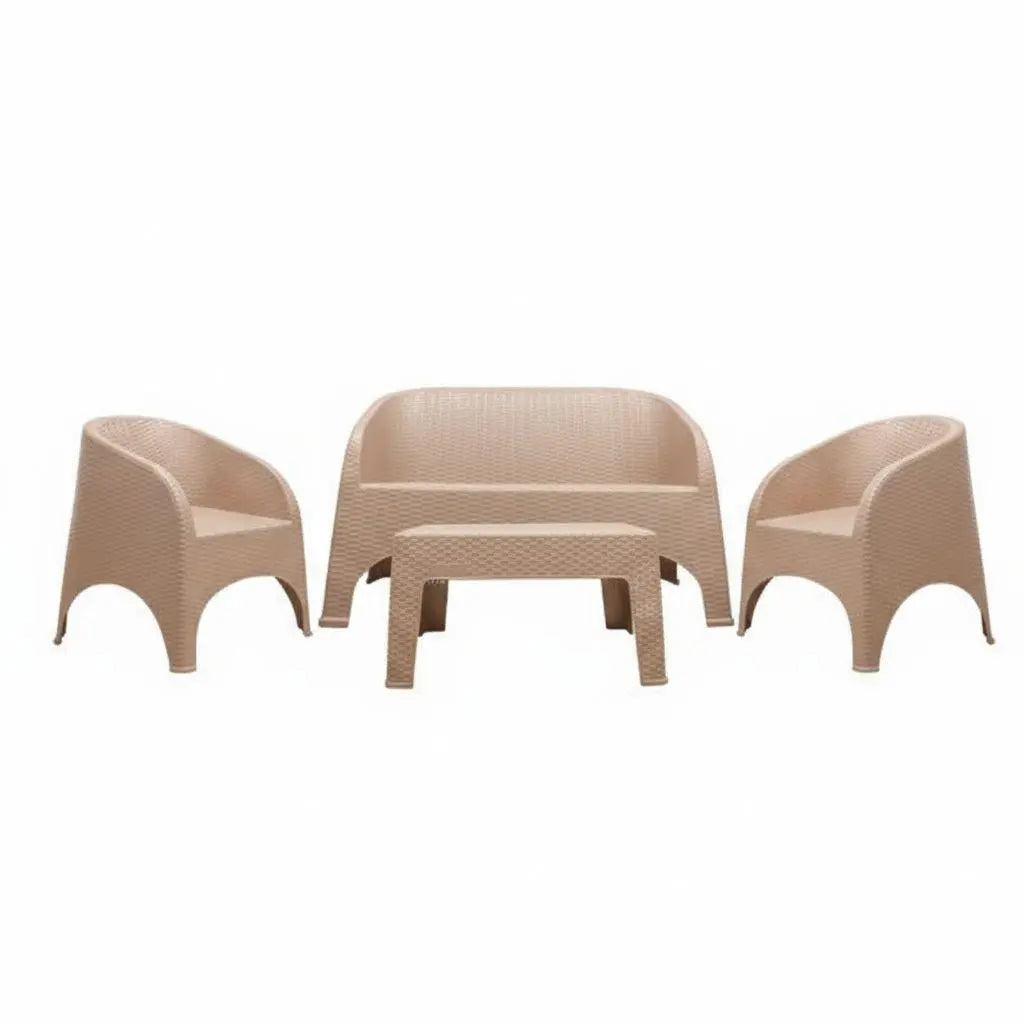 Four Piece Taupe Plastic Outdoor Patio Set With Table Homeroots Outdoor