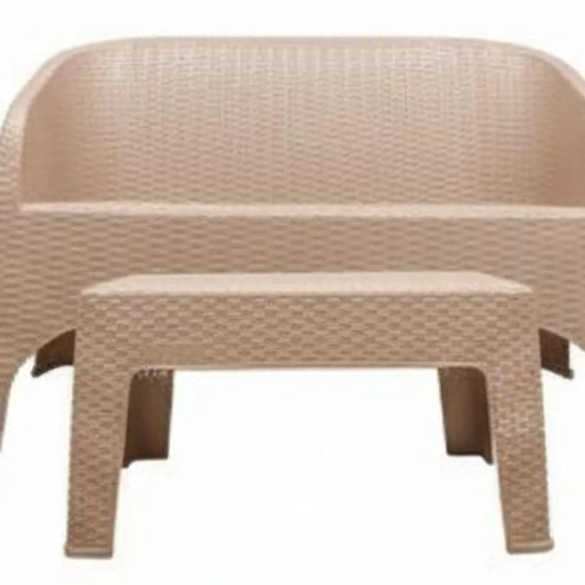 Four Piece Taupe Plastic Outdoor Patio Set With Table Homeroots Outdoor