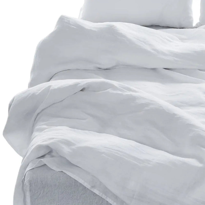 Four Piece White Linen King Sheet Set Homeroots Bed & Bath