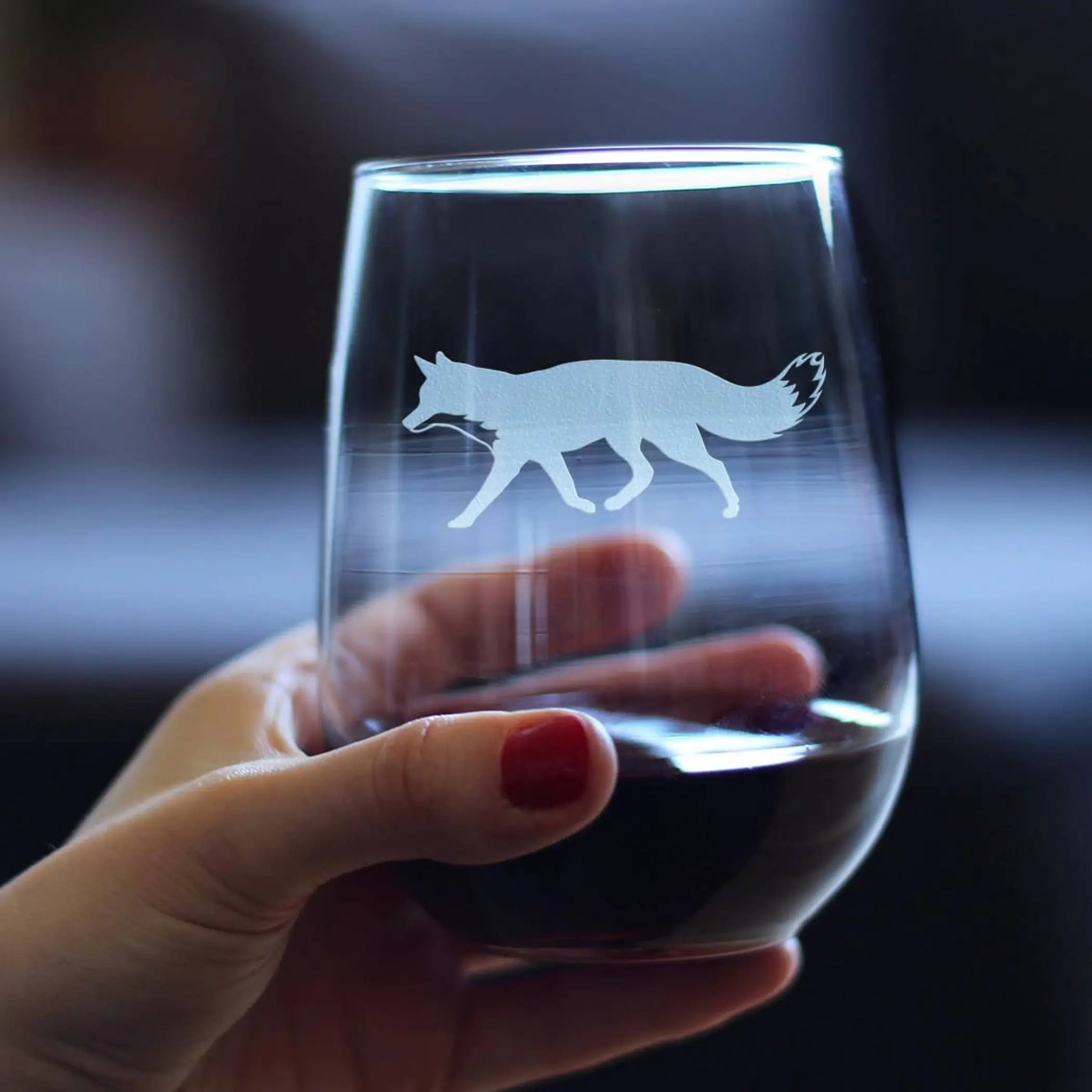 Fox Silhouette Stemless Wine Glass - Rustic Cabin Gifts Bevvee