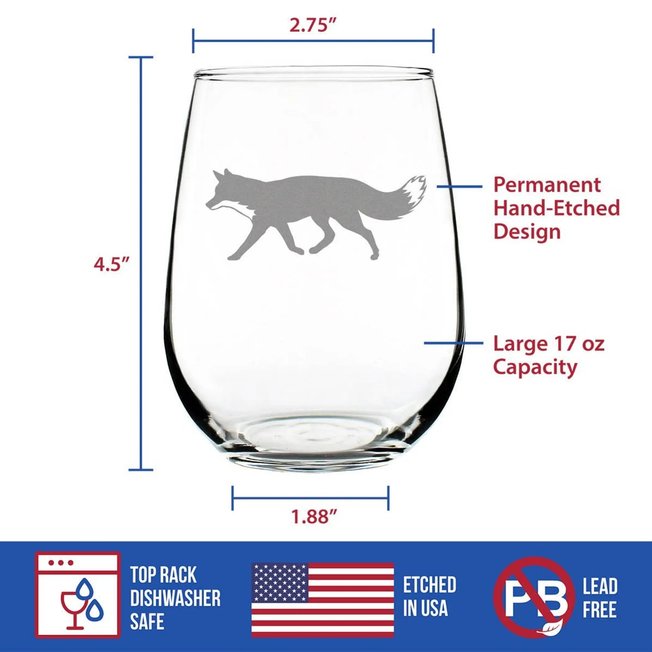 Fox Silhouette Stemless Wine Glass - Rustic Cabin Gifts Bevvee