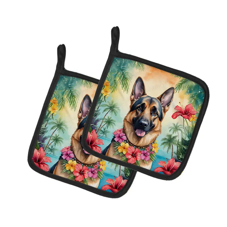 Fox Terrier Luau Pair of Pot Holders Caroline's Treasures