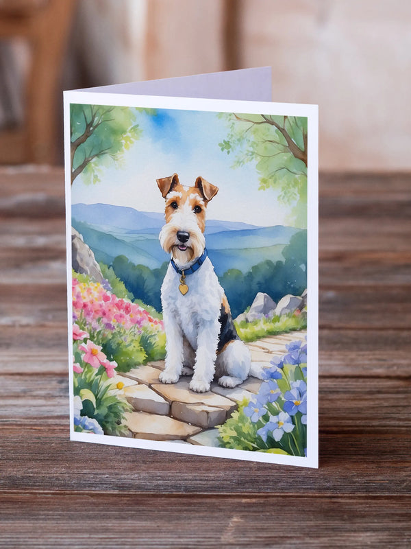 Fox Terrier Spring Path Greeting Cards Pack of 8 Caroline's Treasures
