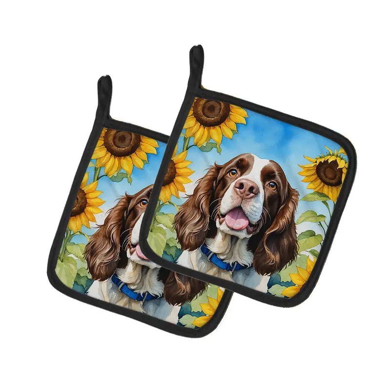 Fox Terrier in Sunflowers Pair of Pot Holders Caroline's Treasures