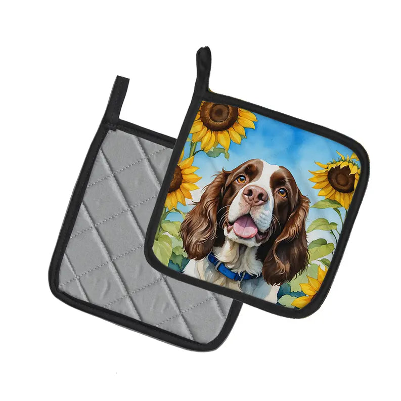 Fox Terrier in Sunflowers Pair of Pot Holders Caroline's Treasures
