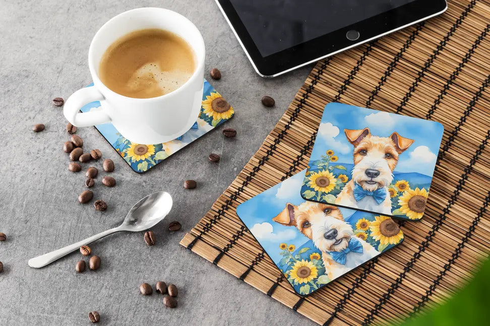 Fox Terrier in Sunflowers Pair of Pot Holders Caroline's Treasures