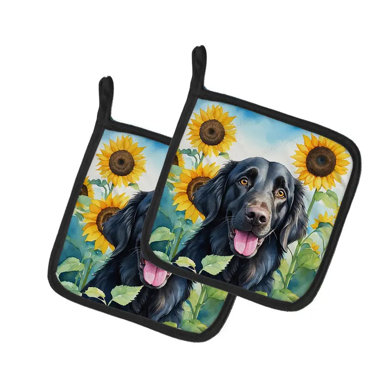 Fox Terrier in Sunflowers Pair of Pot Holders Caroline's Treasures
