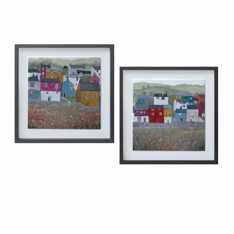 Framed House Print (Set of 2) 15.5"SQ Plastic/MDF/Paper Melrose Intl.
