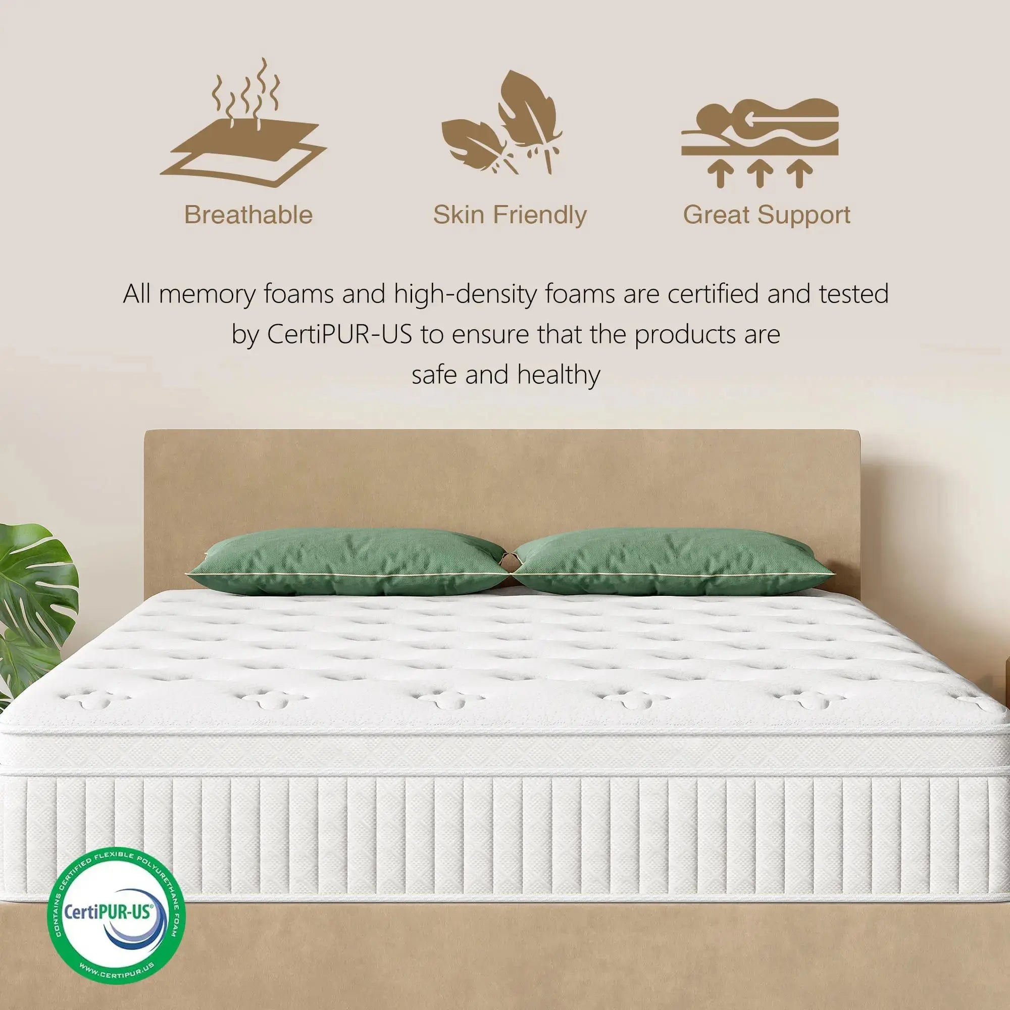 Free Shipping Wholesale Blended Pocket Springs & Memory Foam Breathable Quiet Mattresses with Lumbar Support GreatEagleInc