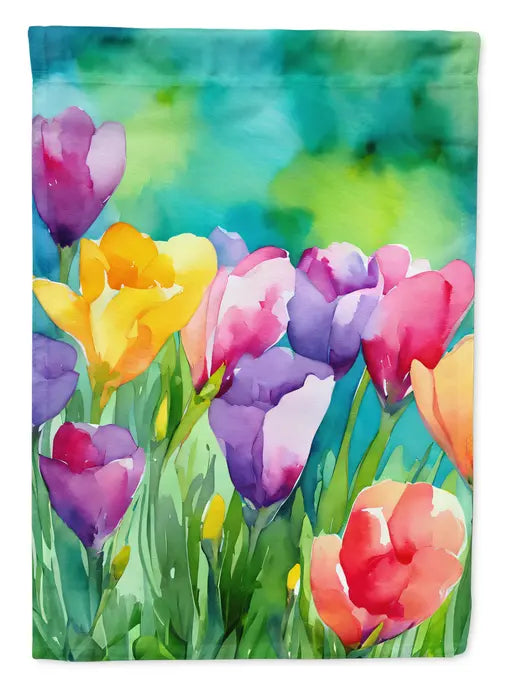 Freesias in Watercolor Garden Flag Caroline's Treasures