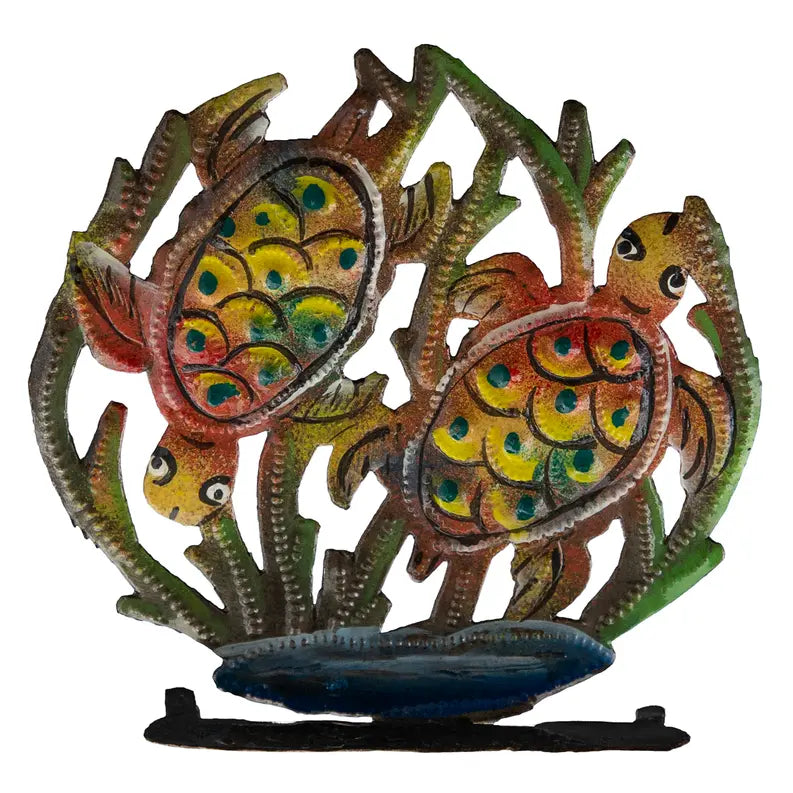 Freestanding Painted Turtles in Reeds Le Primitif Galleries