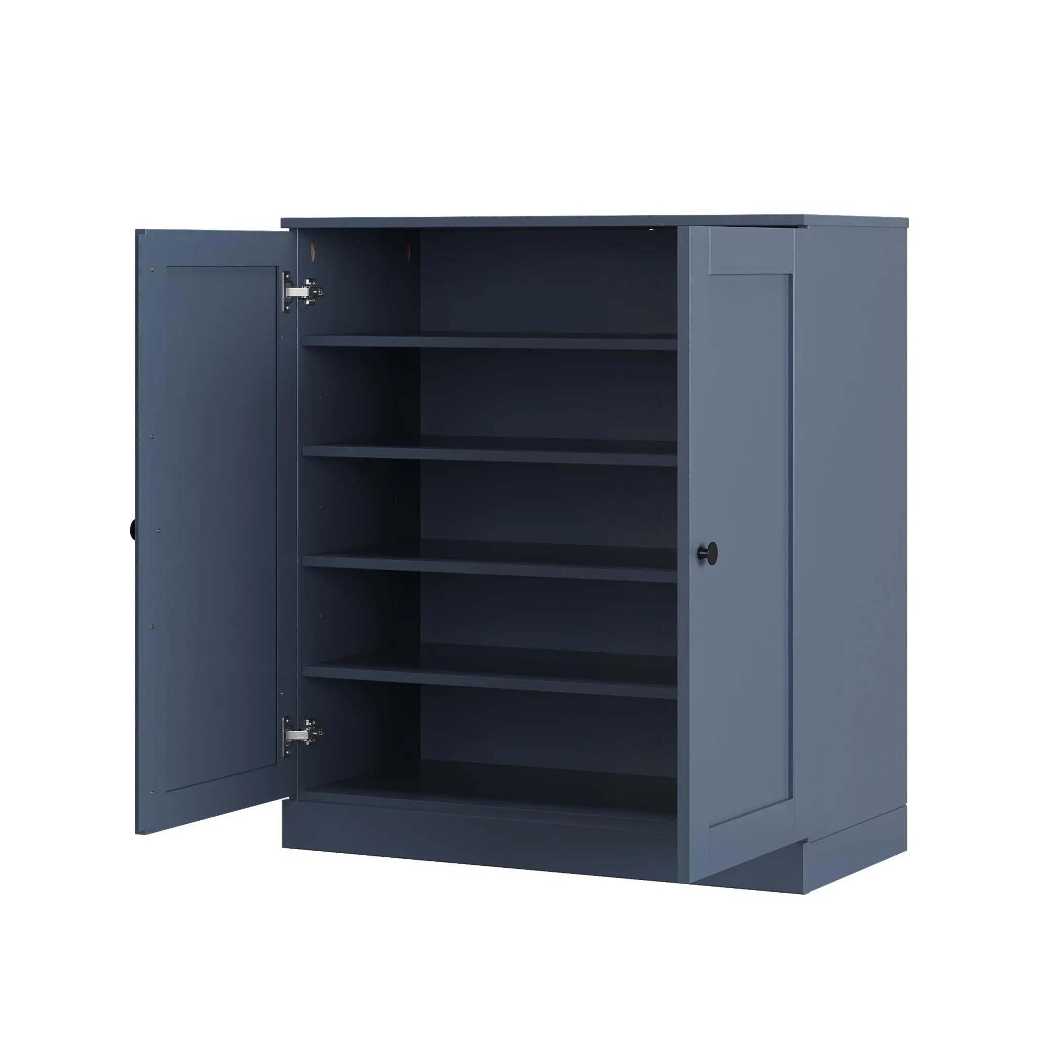 French Blue Twenty Pair Solid WoodShoe Storage Cabinet Homeroots Organization