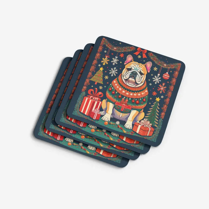 French Bulldog Christmas Foam Coasters Caroline's Treasures