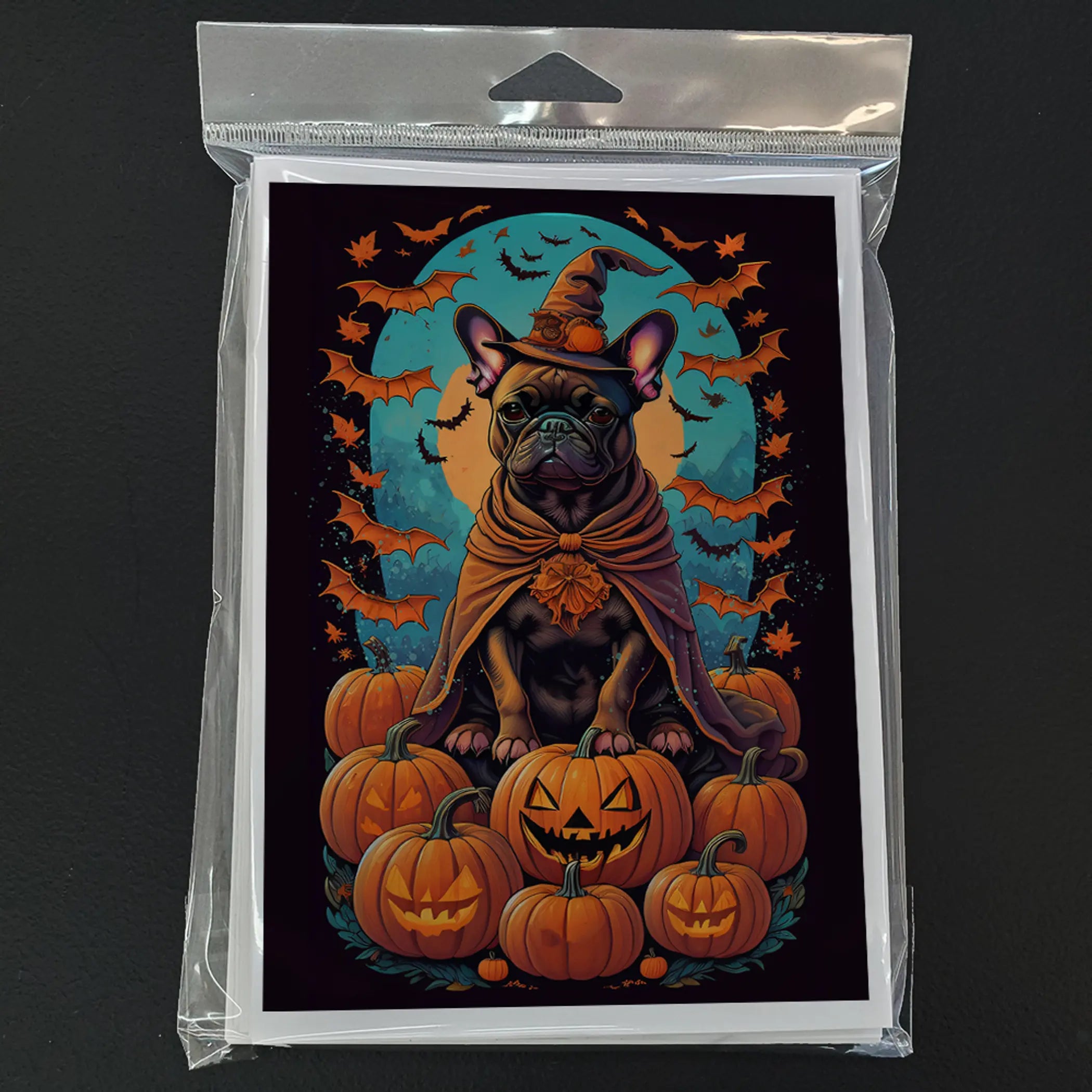 French Bulldog Witchy Halloween Greeting Cards Pack of 8 Caroline's Treasures