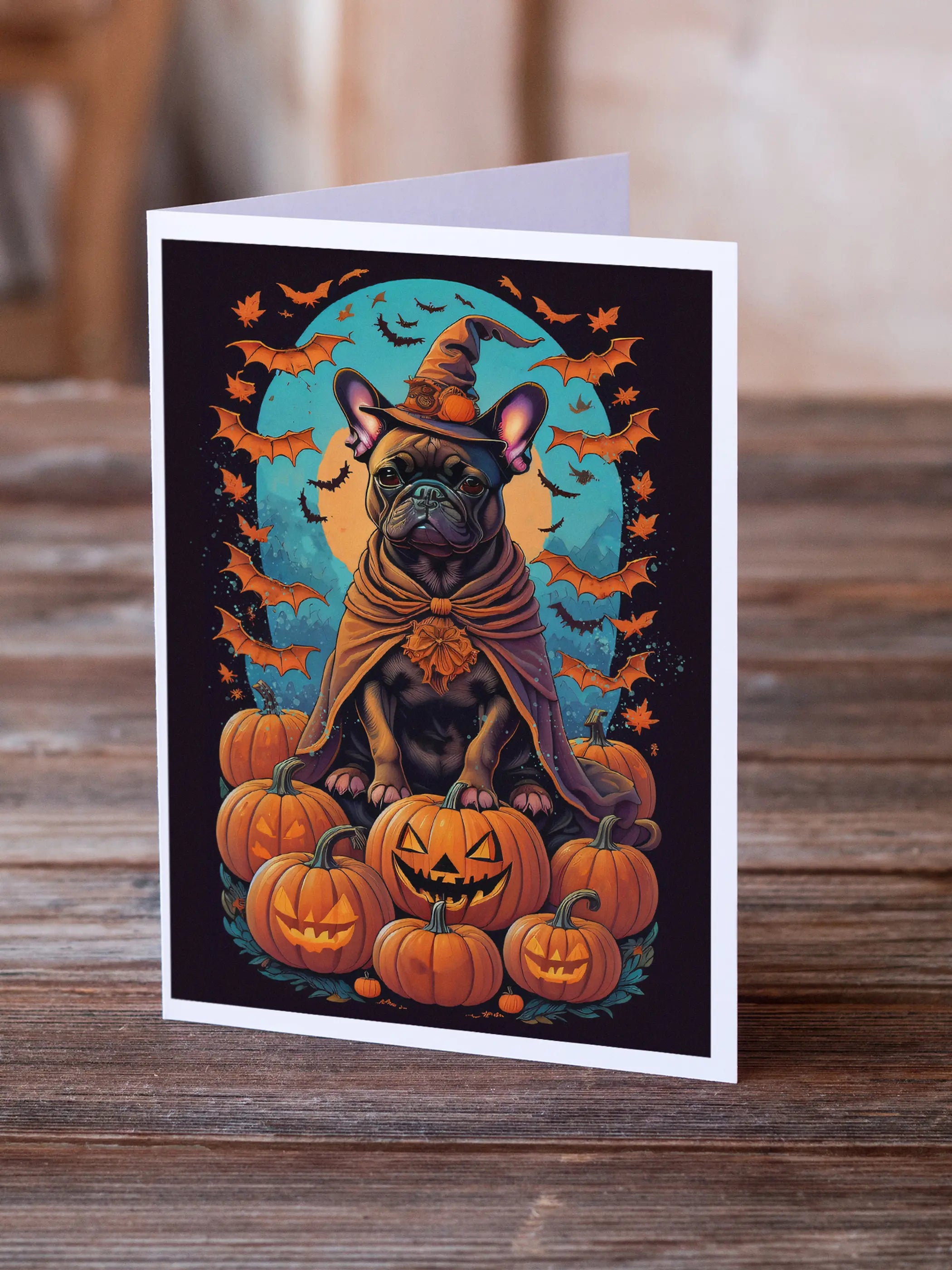 French Bulldog Witchy Halloween Greeting Cards Pack of 8 Caroline's Treasures