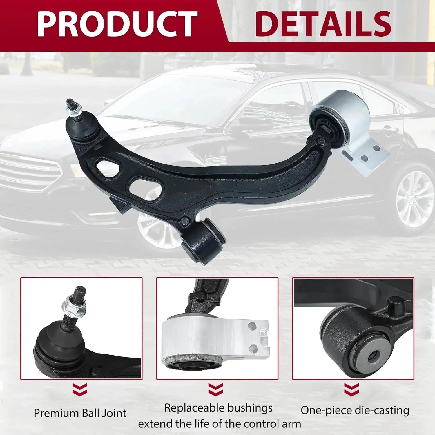Frenzybro 2 Pcs Front Lower Arms with Ball Joints for Ford Taurus 2010-2019 Flex MKT MKS  RK622916 RK622917 GreatEagleInc