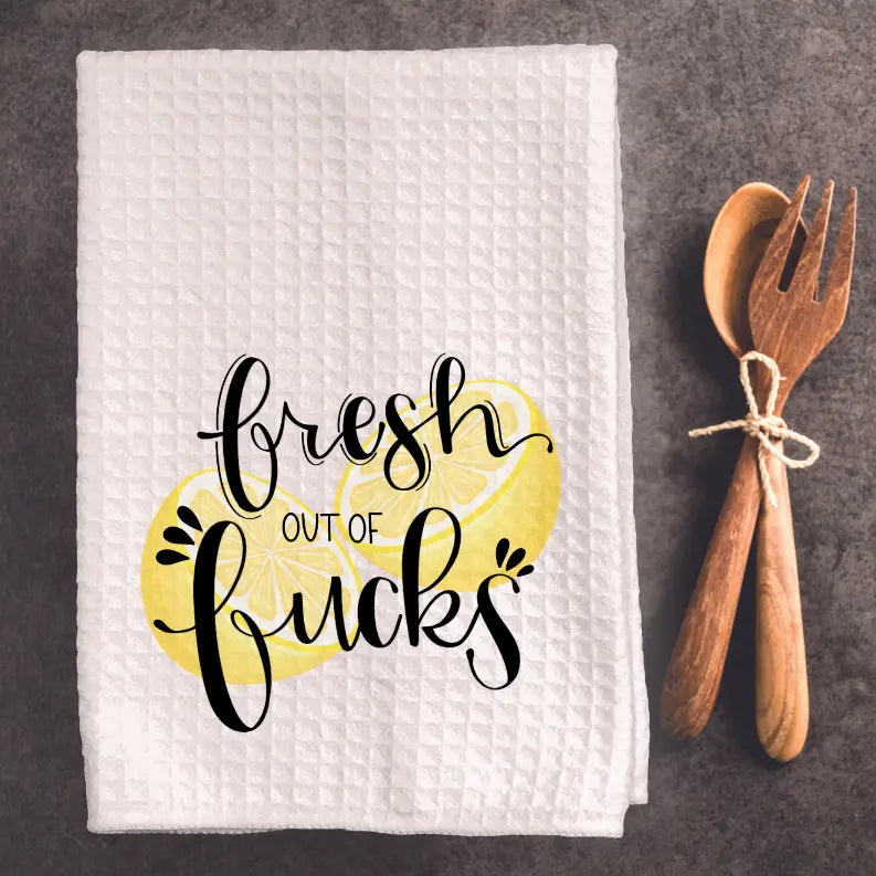 Fresh out of Fucks - Tea Towel Black Cat Bazaar