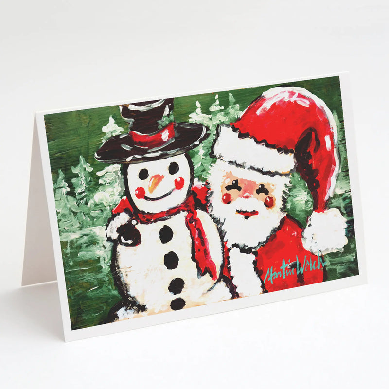 Friends Snowman and Santa Claus Greeting Cards Pack of 8 Caroline's Treasures