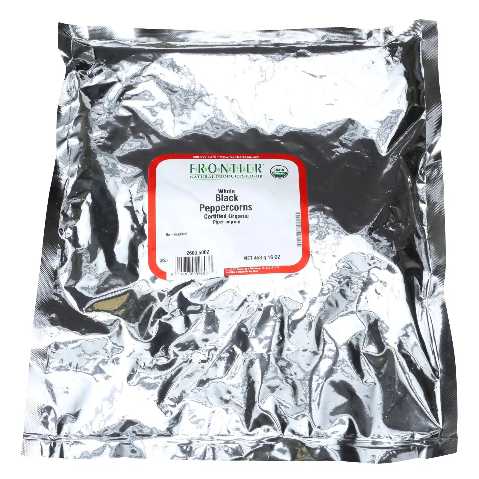 Frontier Herb Peppercorns Organic Whole Black - Single Bulk Item - 1lb Frontier Herb