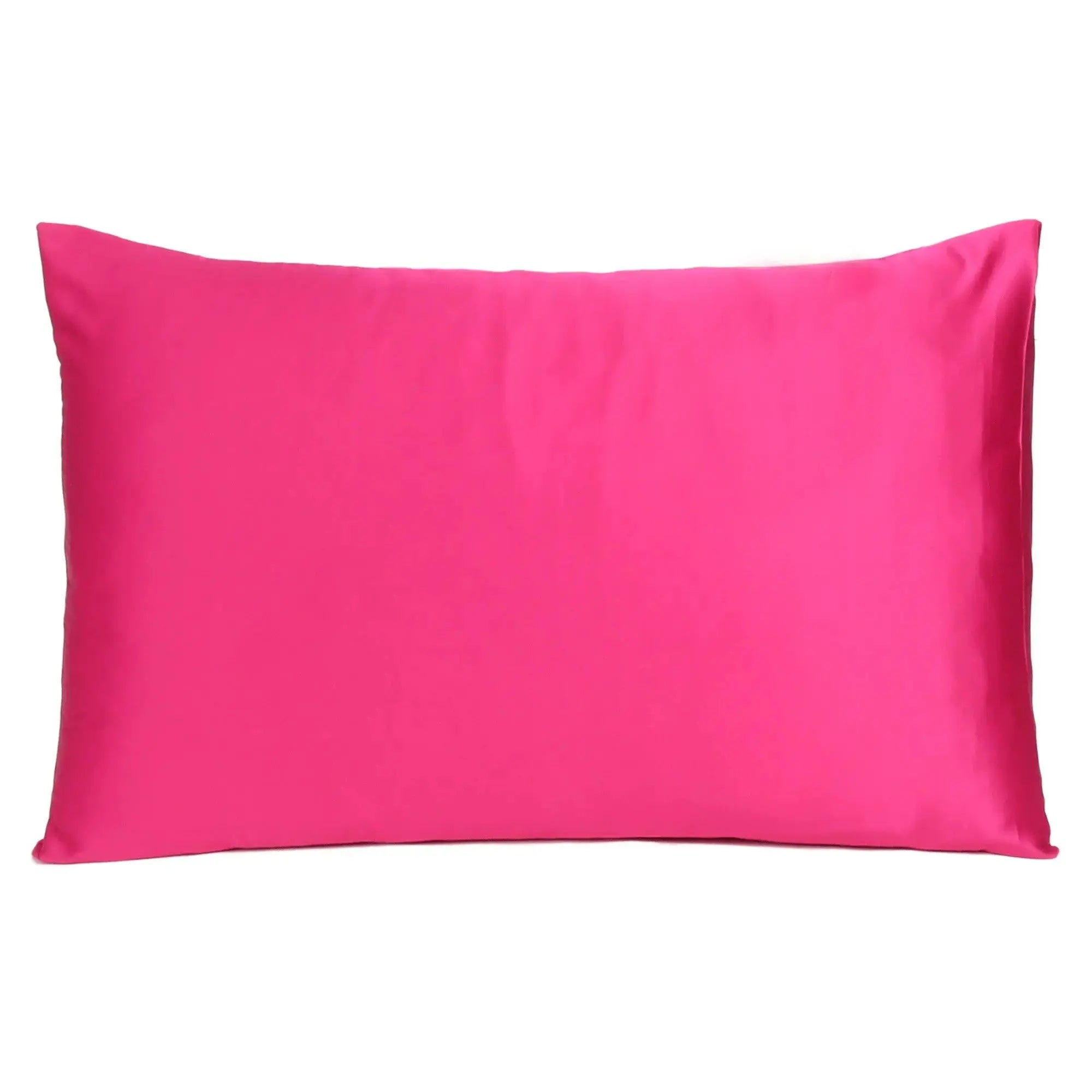 Fuchsia Dreamy Set Of 2 Silky Satin Standard Pillowcases Homeroots Bed & Bath