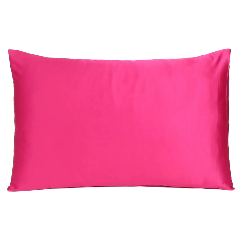 Fuchsia Dreamy Set Of 2 Silky Satin Standard Pillowcases Homeroots Bed & Bath