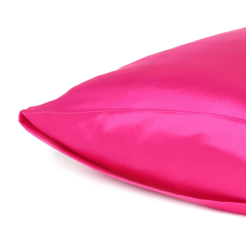 Fuchsia Dreamy Set Of 2 Silky Satin Standard Pillowcases Homeroots Bed & Bath
