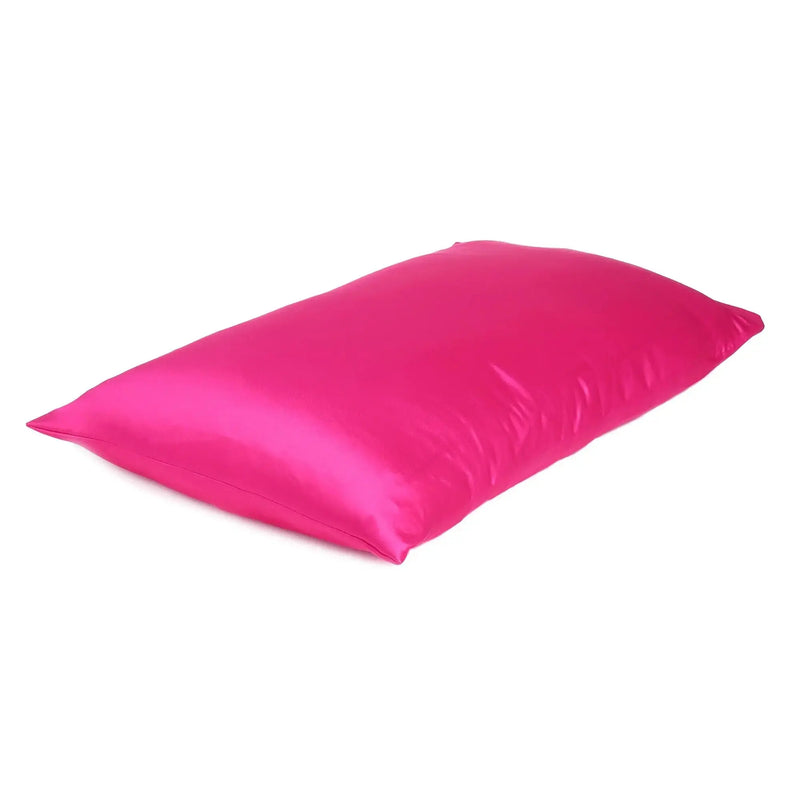 Fuchsia Dreamy Set Of 2 Silky Satin Standard Pillowcases Homeroots Bed & Bath