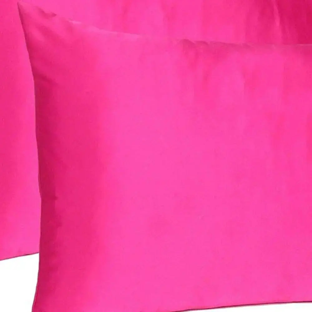 Fuchsia Dreamy Set Of 2 Silky Satin Standard Pillowcases Homeroots Bed & Bath
