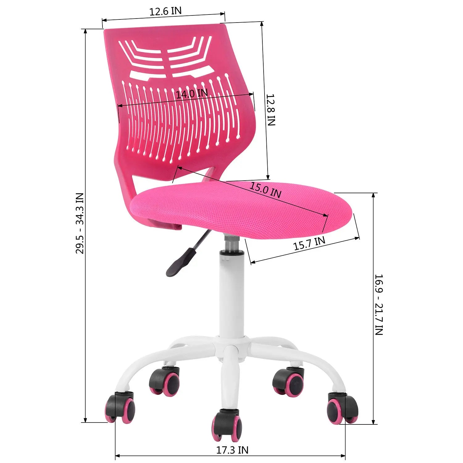 Fuchsia and White Adjustable Height Swivel Rolling Office Chair Homeroots Office