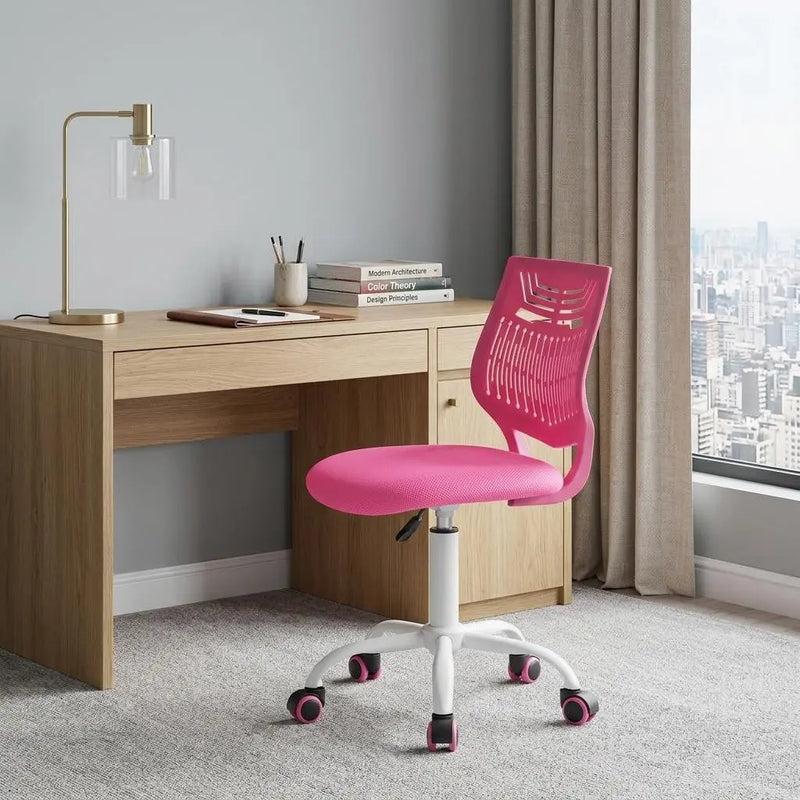 Fuchsia and White Adjustable Height Swivel Rolling Office Chair Homeroots Office