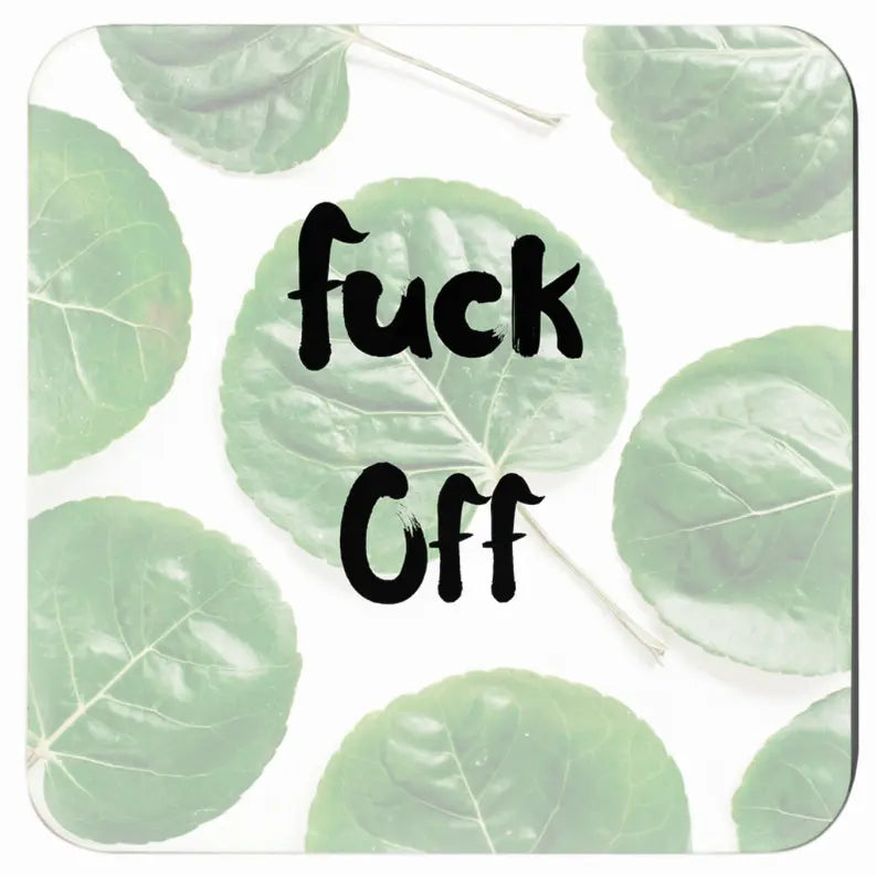 Fuck Off Floral Coaster Set (4 Pieces) Black Cat Bazaar