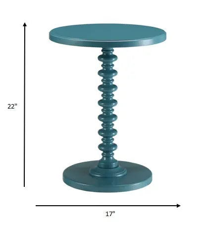 Fun Teal Wood Pedestal End Table Homeroots Living Room