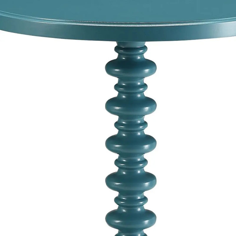 Fun Teal Wood Pedestal End Table Homeroots Living Room