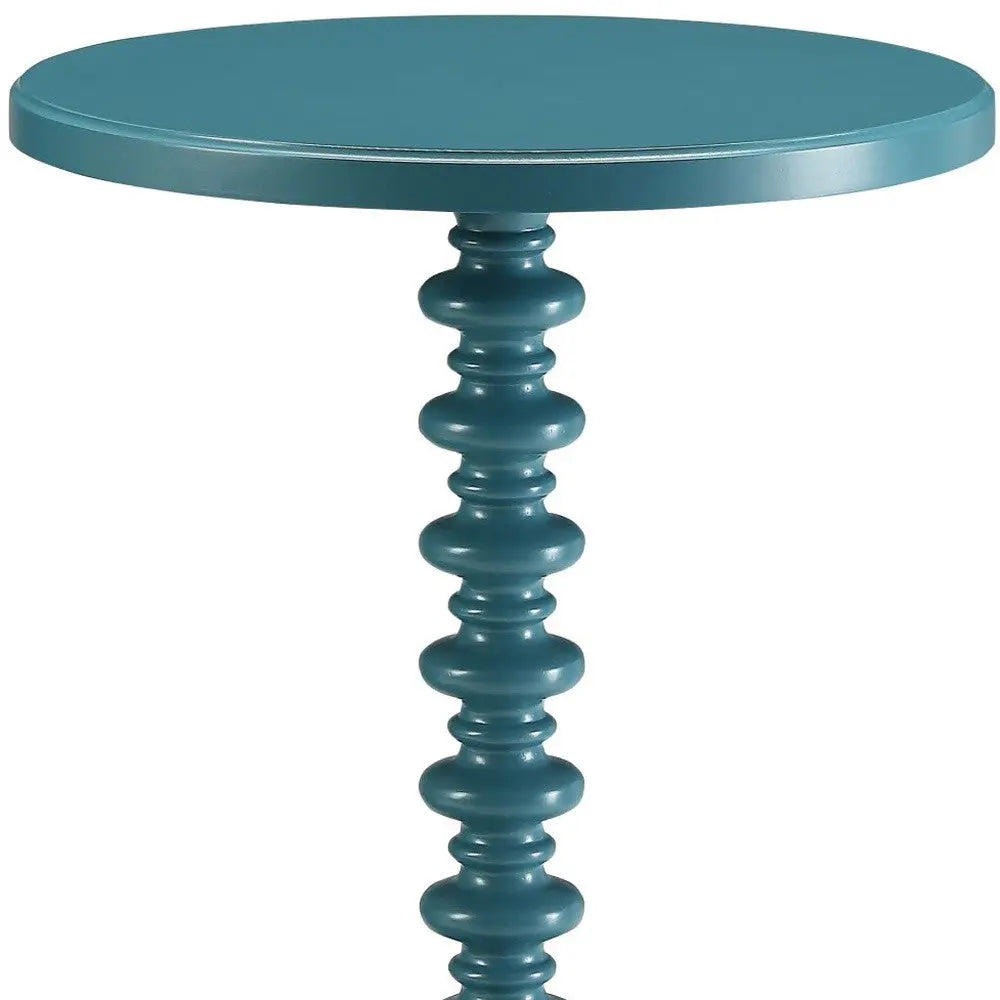 Fun Teal Wood Pedestal End Table Homeroots Living Room