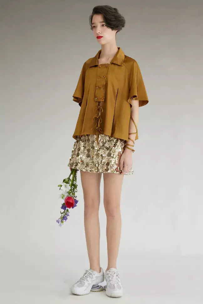 Fussed | Metallic Sequin Mini Skirt Fangyan