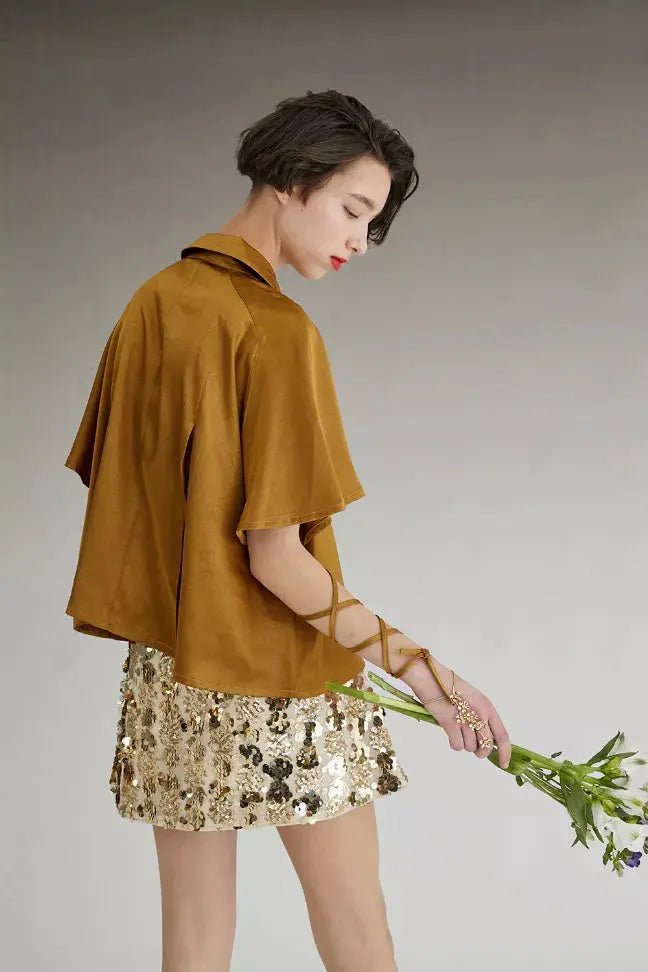 Fussed | Metallic Sequin Mini Skirt Fangyan