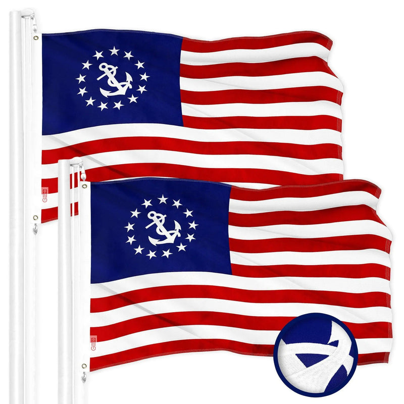 G128 2 Pack: American USA Yacht Ensign Flag | 2.5x4 Ft | ToughWeave Series Embroidered 300D Polyester | Nautical Flag, Embroidered Stars, Sewn Stripes, Indoor/Outdoor, Brass Grommets G128