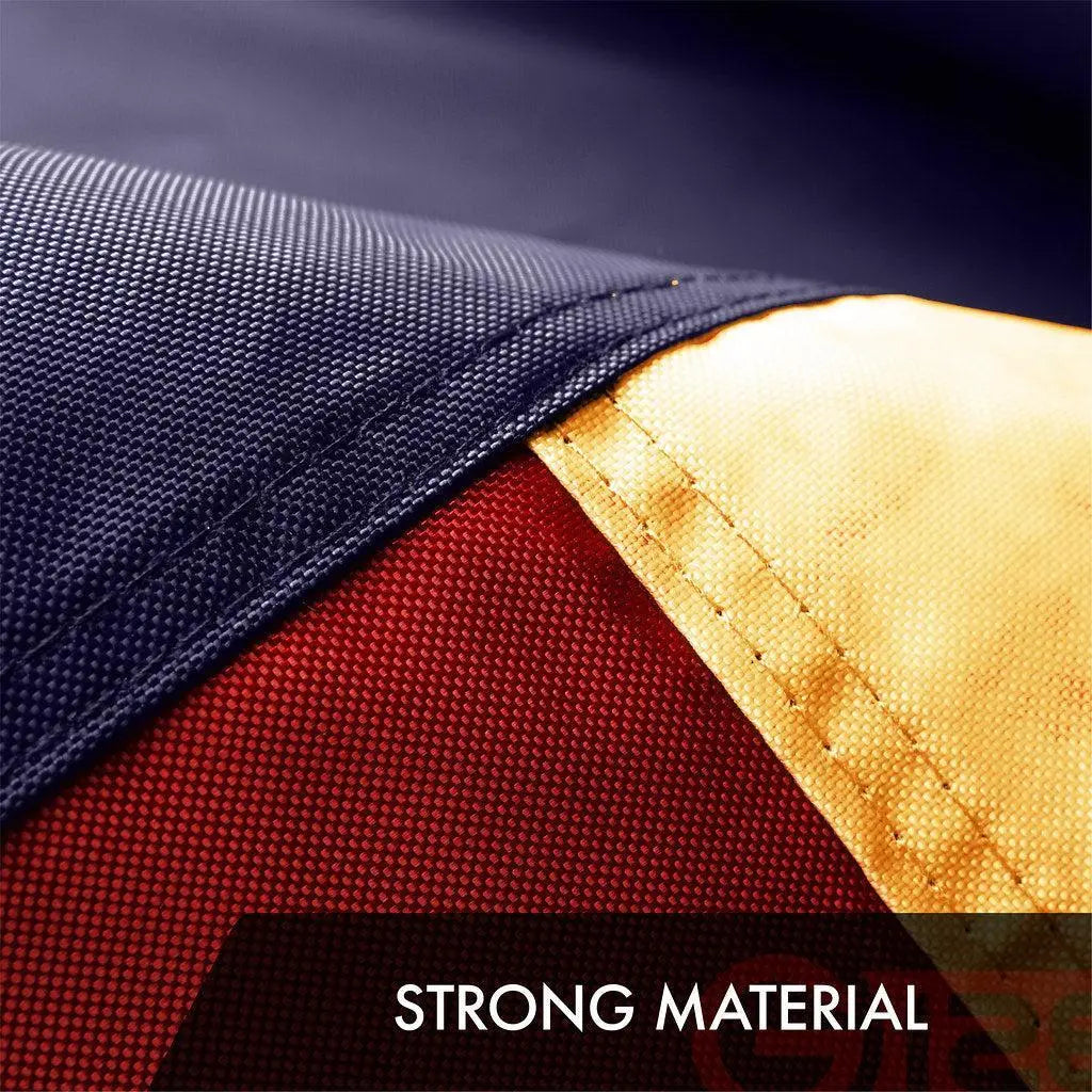 G128 2 Pack: Texas Tea-Stained TX State Flag | 2x3 Ft | ToughWeave Pro Series Embroidered 420D Polyester | Embroidered Design, Indoor/Outdoor, Brass Grommets, High Quality G128