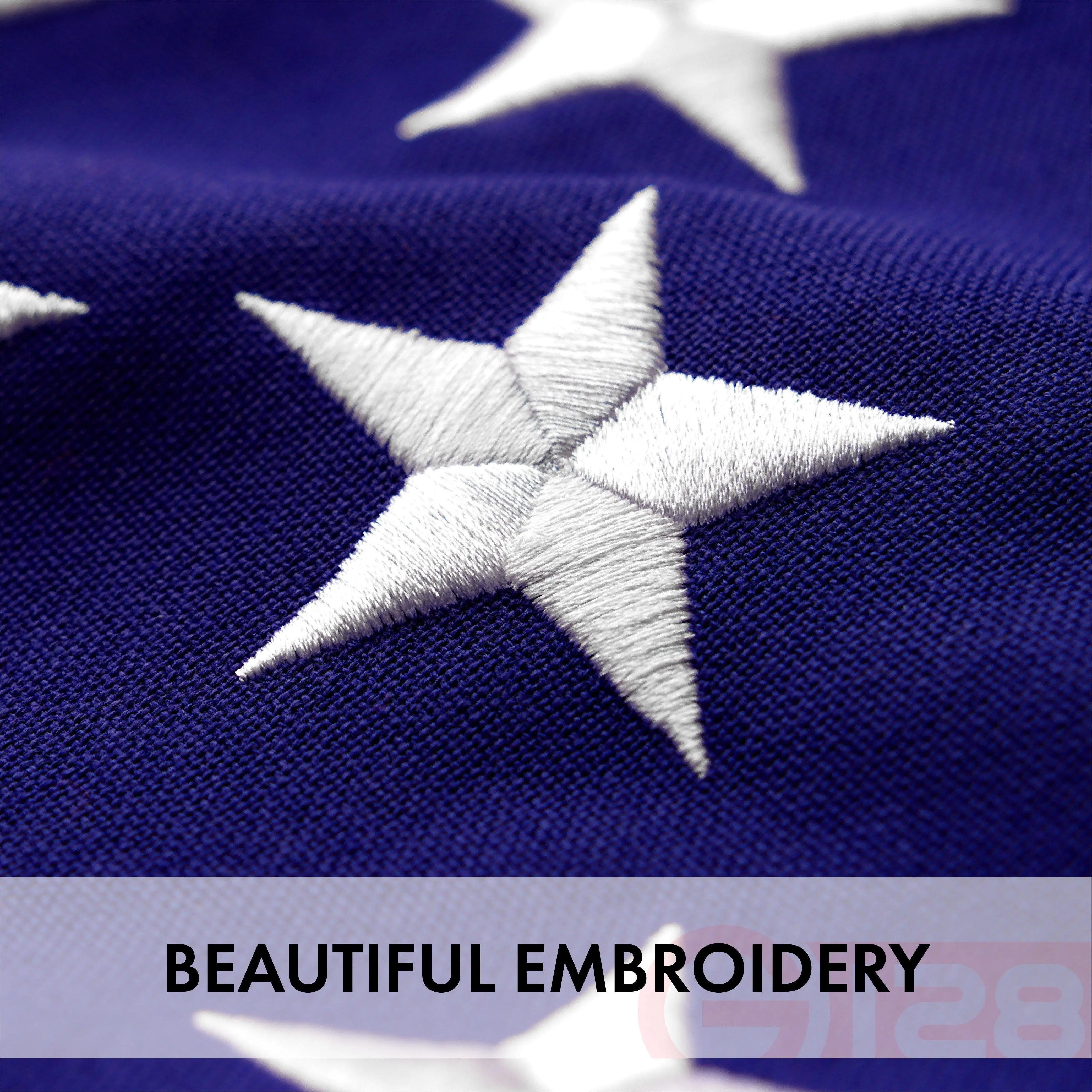 G128 American Flag | 8x12 feet | Heavy Duty Spun Polyester 220GSM Embroidered Stars, Sewn Stripes, Tough, Durable, Indoor/Outdoor, Vibrant Colors, Brass Grommets, Premium US USA Flag G128