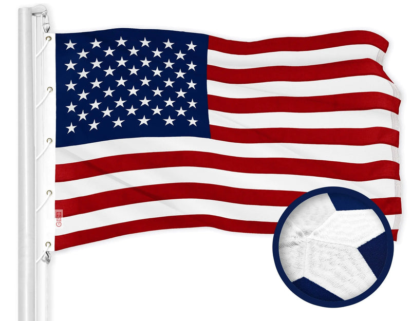 G128 American USA Flag | 12x18 Ft | ToughWeave Series Embroidered 600D Polyester | Country Flag, Embroidered Stars, Sewn Stripes, Indoor/Outdoor, Vibrant Colors, Brass Grommets G128