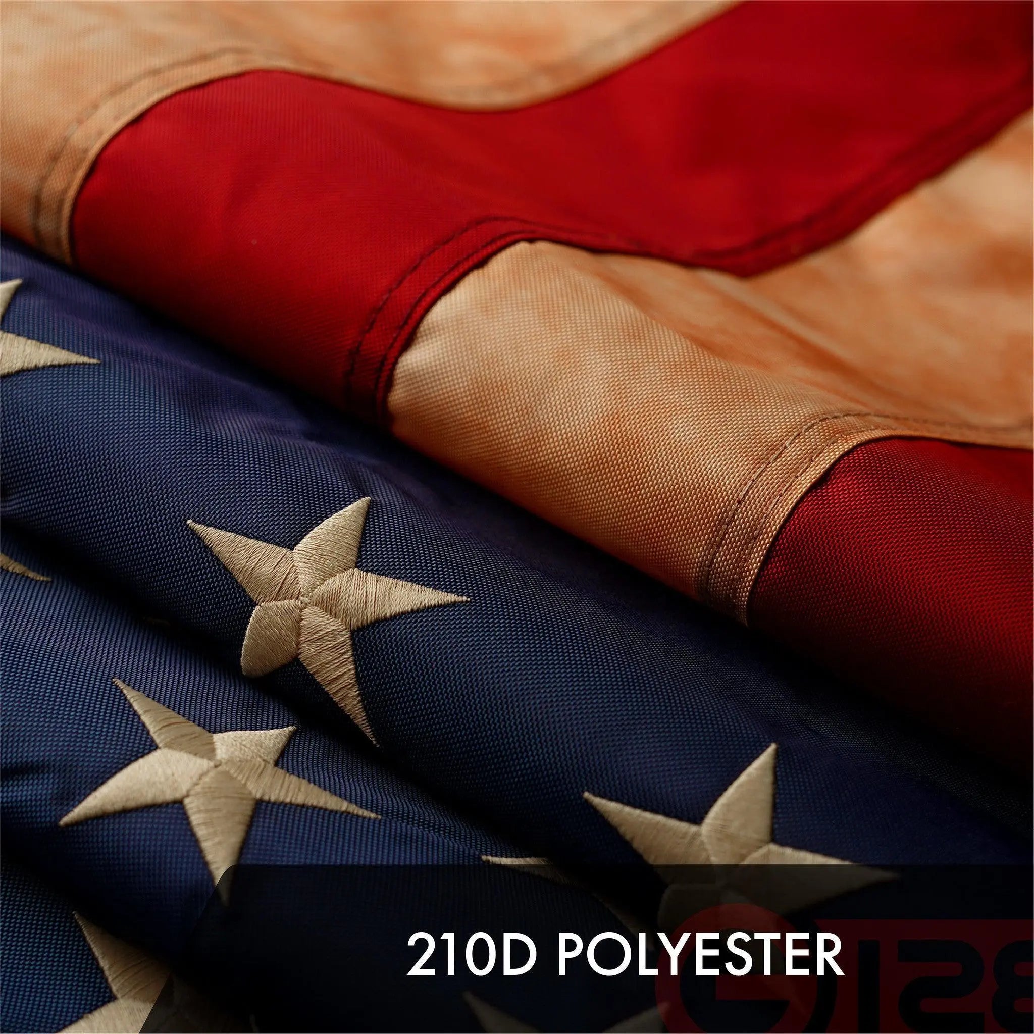 G128 American USA Tea-Stained Flag | 4x6 Ft | ToughWeave Pro Series Embroidered 420D Polyester | Embroidered Stars G128