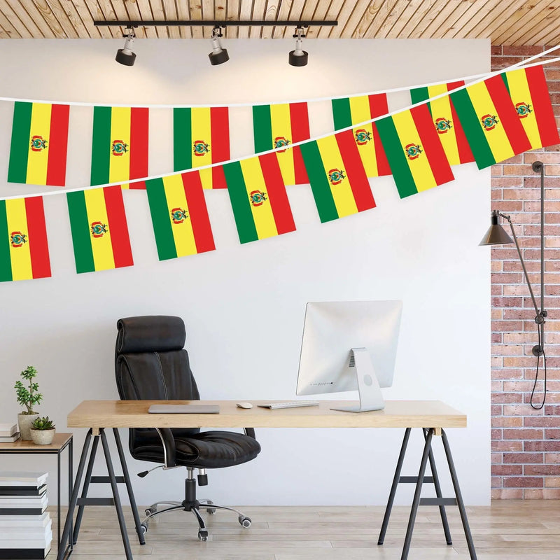 G128 Bolivia Bolivian Bunting Banner | Flag 8.2 x 5.5 Inch, Full String 33 Feet | Printed 150D Polyester, Decorations For Bar, School, Festival Events Celebration G128