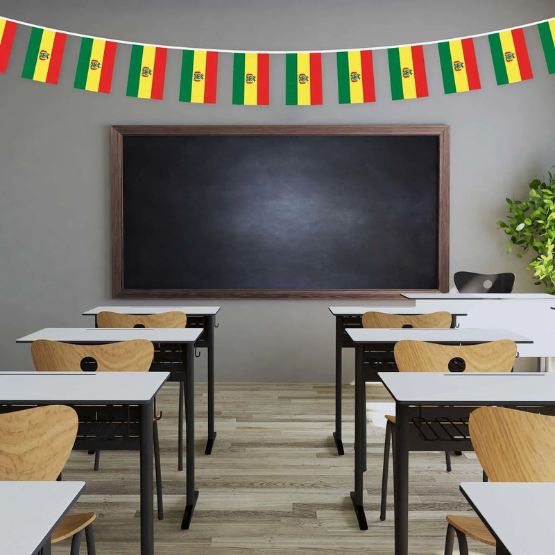 G128 Bolivia Bolivian Bunting Banner | Flag 8.2 x 5.5 Inch, Full String 33 Feet | Printed 150D Polyester, Decorations For Bar, School, Festival Events Celebration G128