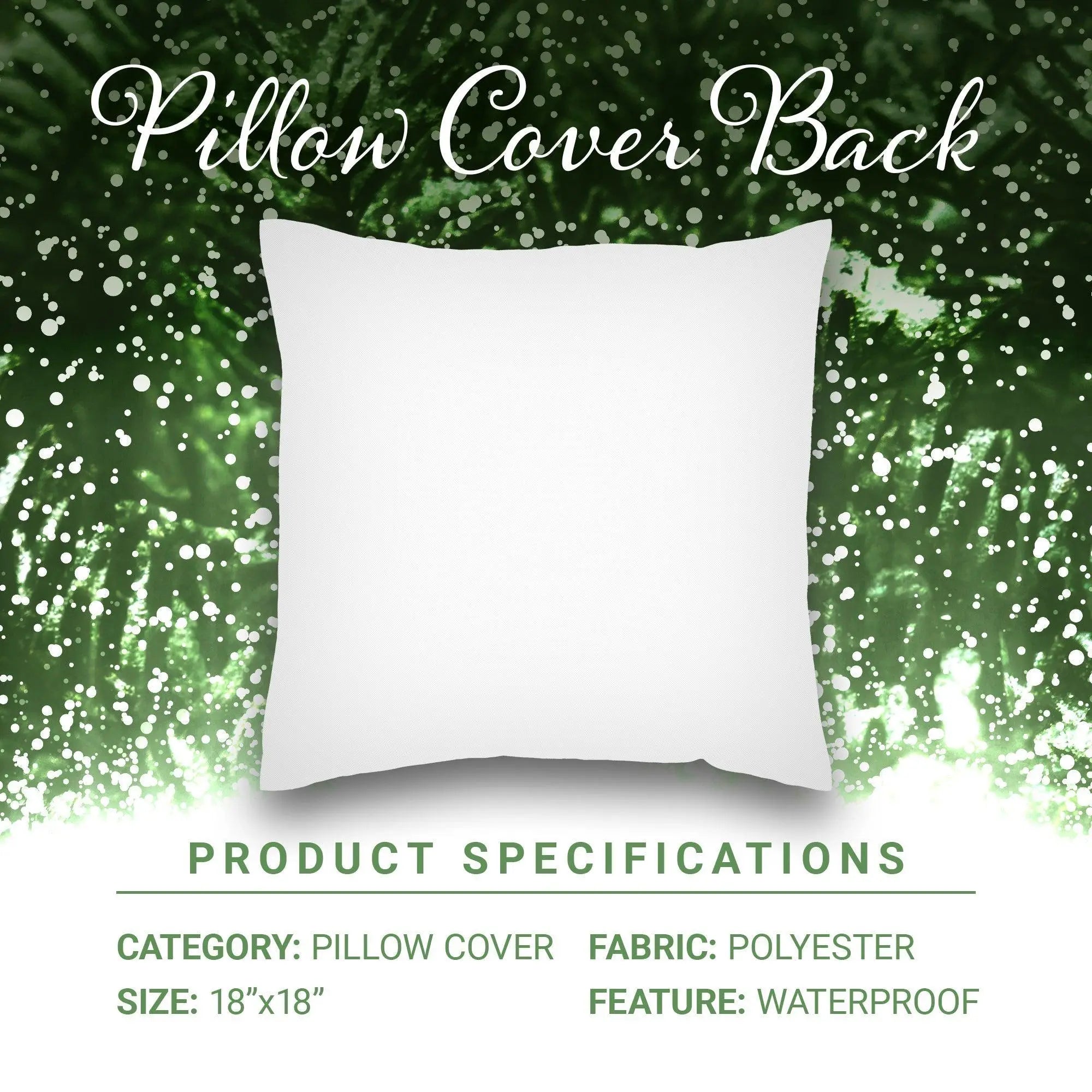 G128 Christmas Decoration Elegant Pine Spruce Waterproof Throw Pillow | 18 x 18 in | Set of 4, Beautiful Cushion Covers for Christmas Sofa Couch Decoration, Pillow Insert Included G128