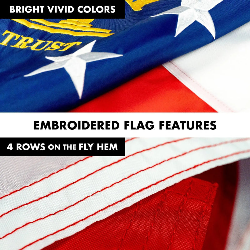G128 Combo Pack: 5 Ft Tangle Free Aluminum Spinning Flagpole (White) & Georgia GA State Flag 2.5x4 Ft, ToughWeave Series Embroidered 300D Polyester | Pole with Flag Included G128