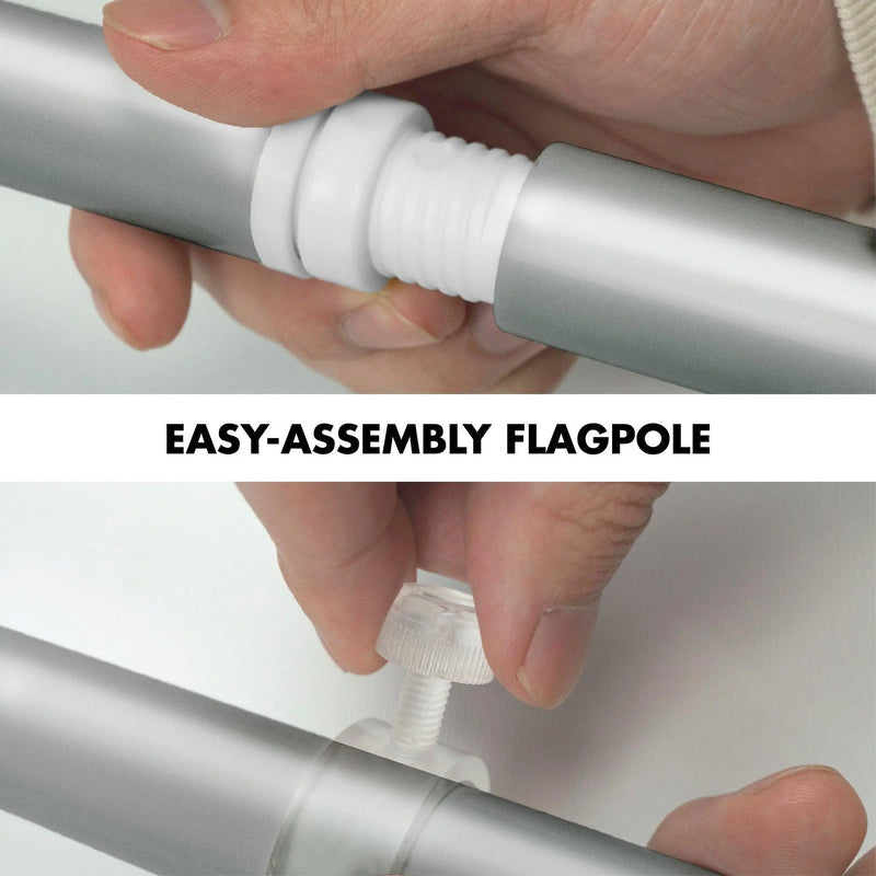 G128 Combo Pack: 5 Ft Tangle Free Spinning Flagpole (Silver) & New Mexico Flag 2.5x4 Ft Embroidered 220GSM Spun Polyester, Brass Grommets (Flag Included) Aluminum Flag Pole G128