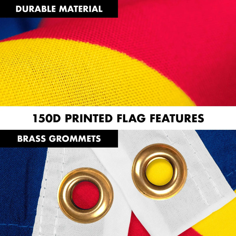 G128 Combo Pack: 6 Feet Tangle Free Spinning Flagpole (Silver) Colorado CO State Flag 3x5 ft Printed 150D Brass Grommets (Flag Included) Aluminum Flag Pole G128