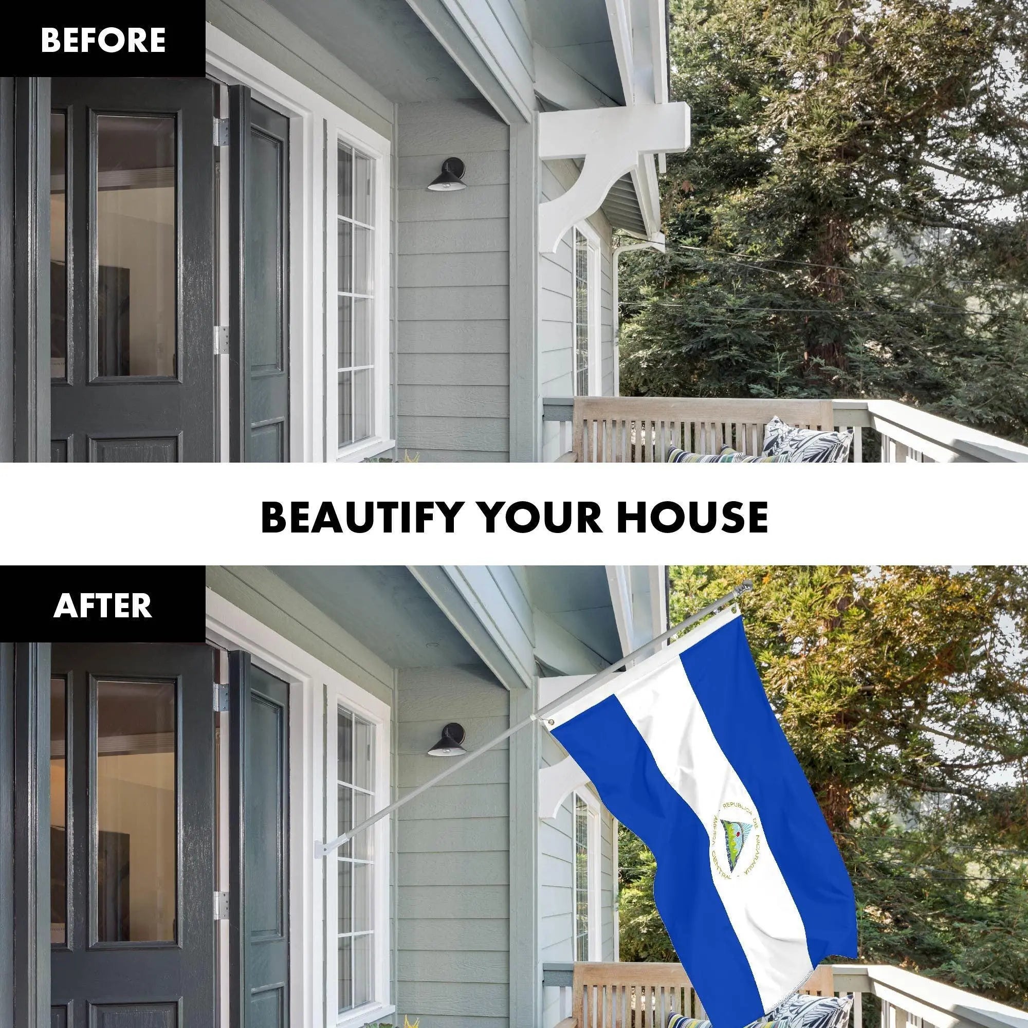G128 Combo Pack: 6 Ft Tangle Free Aluminum Spinning Flagpole (Silver) & Nicaragua Nicaraguan Flag 3x5 Ft, LiteWeave Pro Series Printed 150D Polyester | Pole with Flag Included - GreatEagleInc