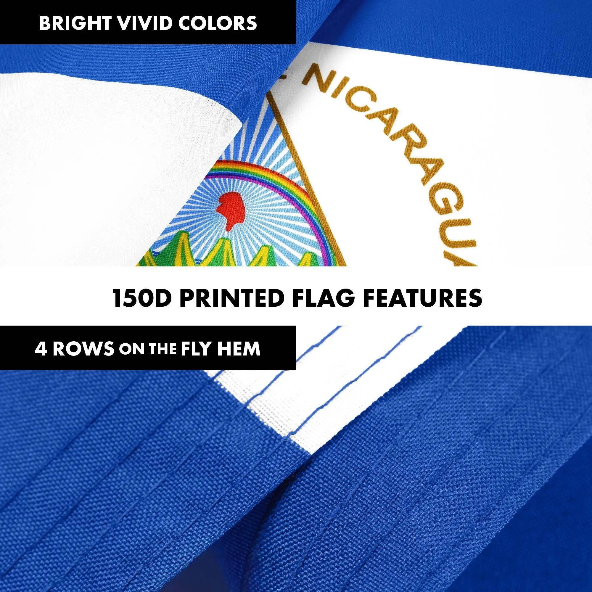 G128 Combo Pack: 6 Ft Tangle Free Aluminum Spinning Flagpole (Silver) & Nicaragua Nicaraguan Flag 3x5 Ft, LiteWeave Pro Series Printed 150D Polyester | Pole with Flag Included - GreatEagleInc